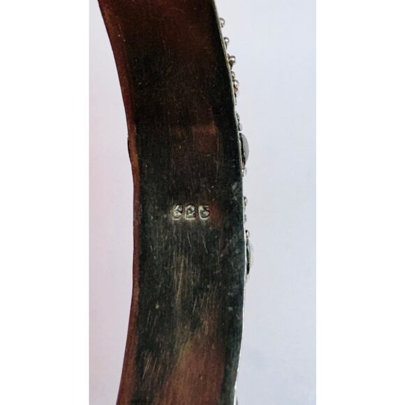 Vintage Sterling Silver 925 Etched Cuff Bracelet Tribal Design Size 6 Estate - Picture 9 of 9